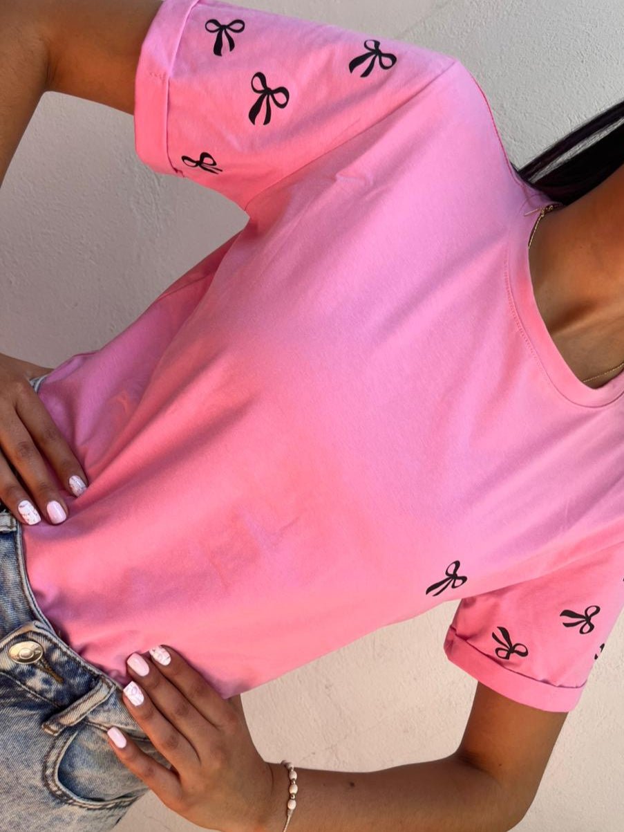 Camiseta elegant bows - Coquelicot