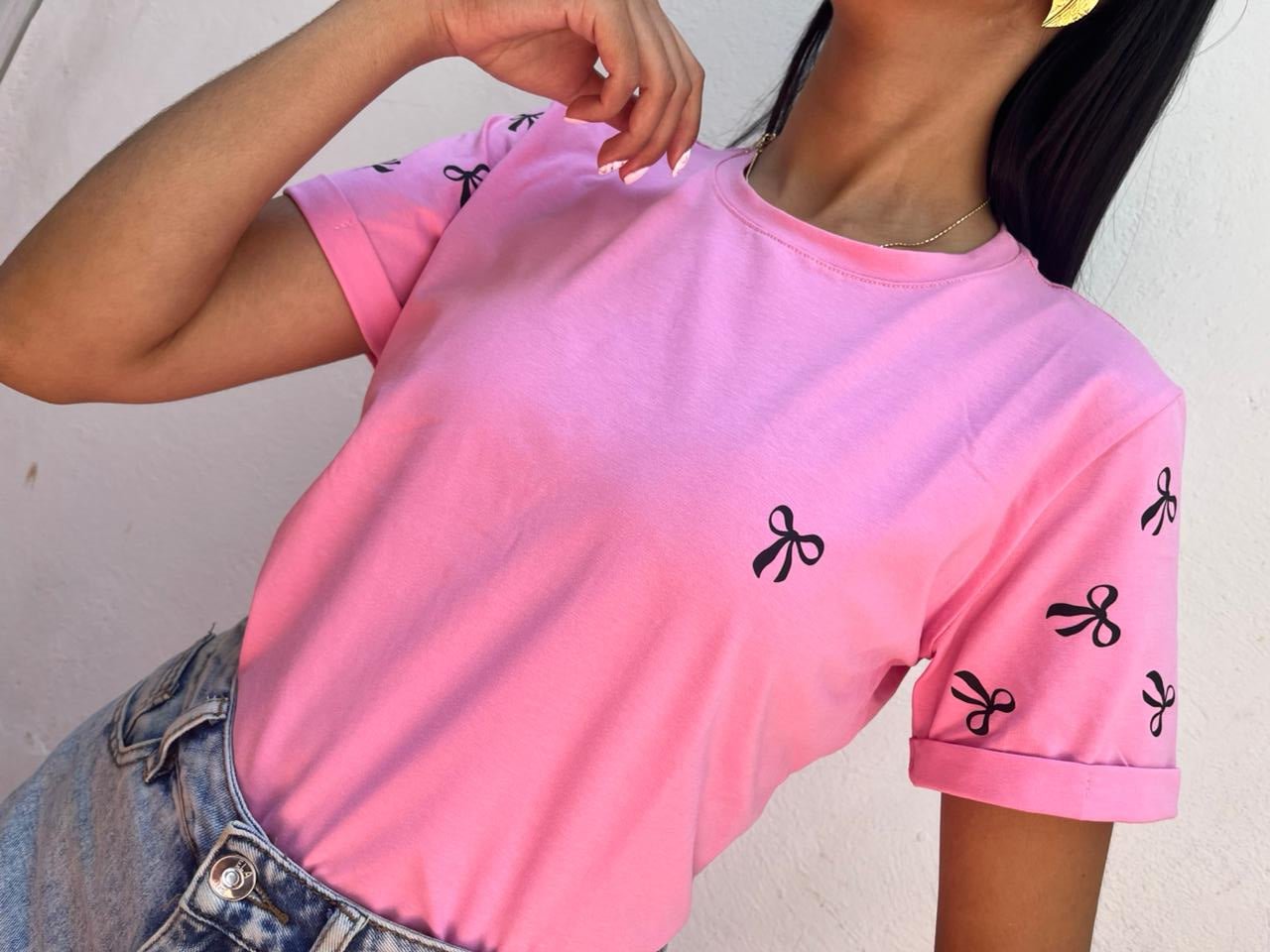 Camiseta elegant bows - Coquelicot