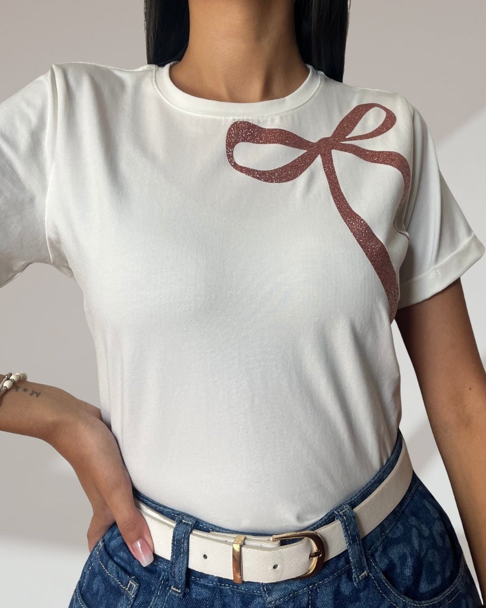 Camiseta Silver Bow - Coquelicot
