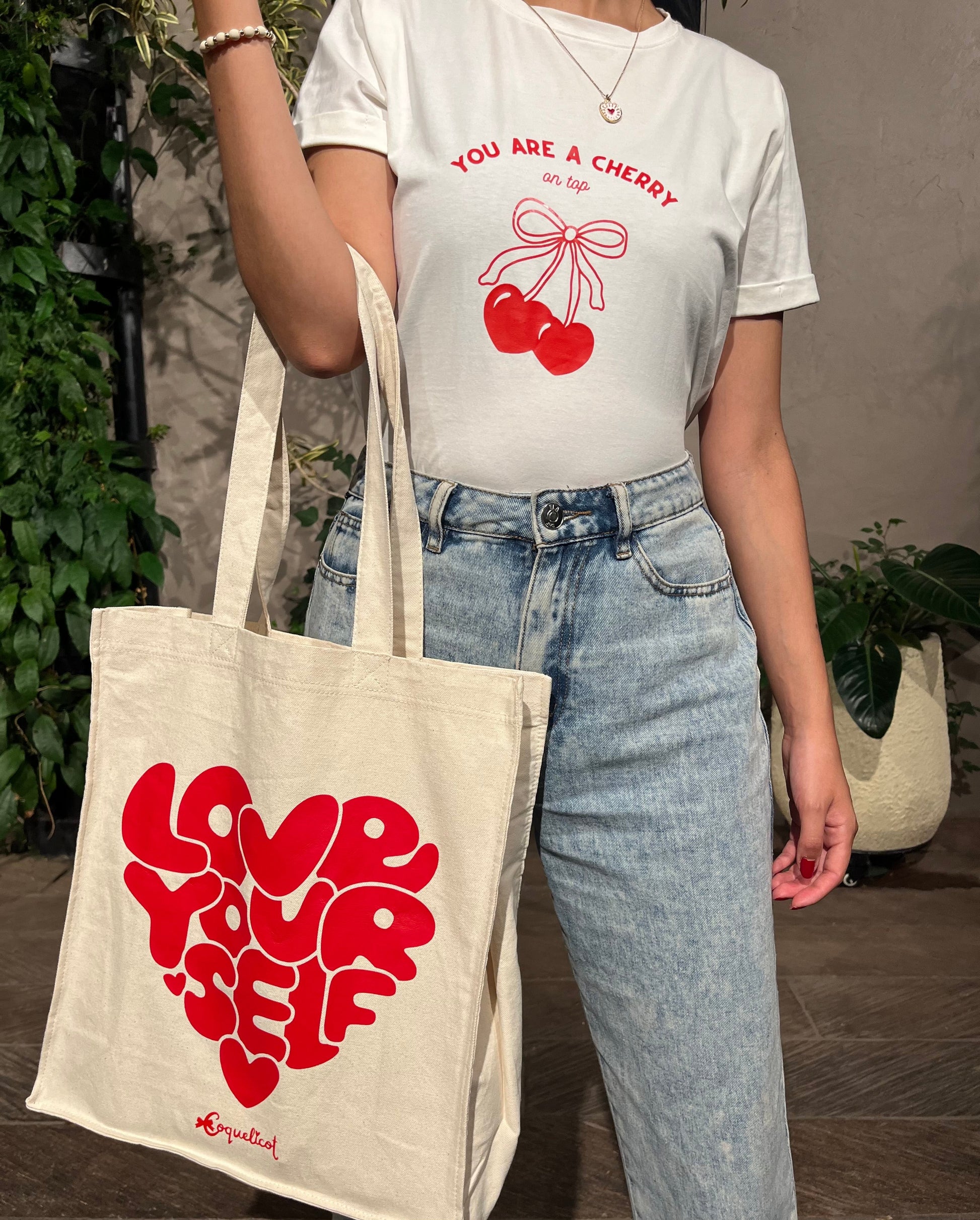 Tote Bag Love Yourself - Coquelicot