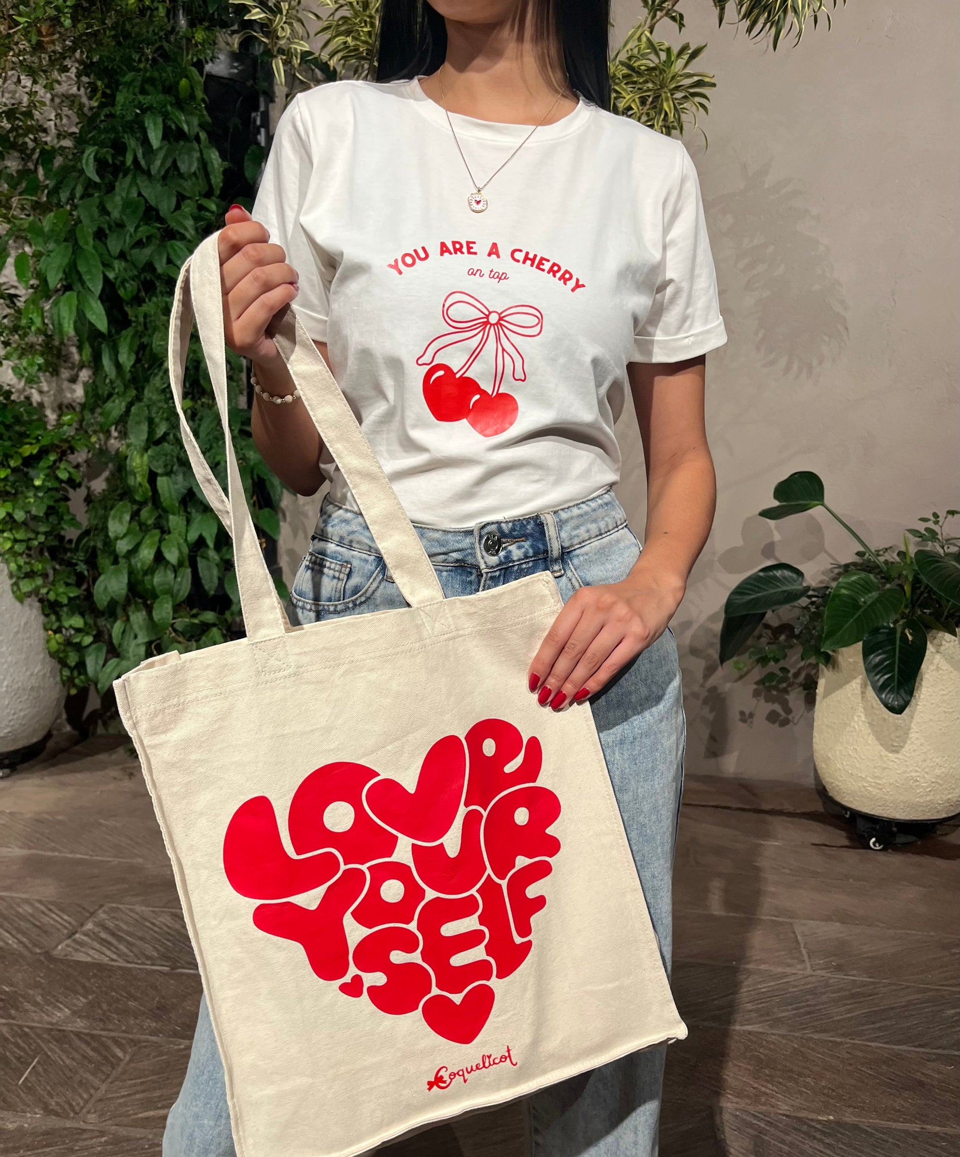 Tote Bag Love Yourself - Coquelicot