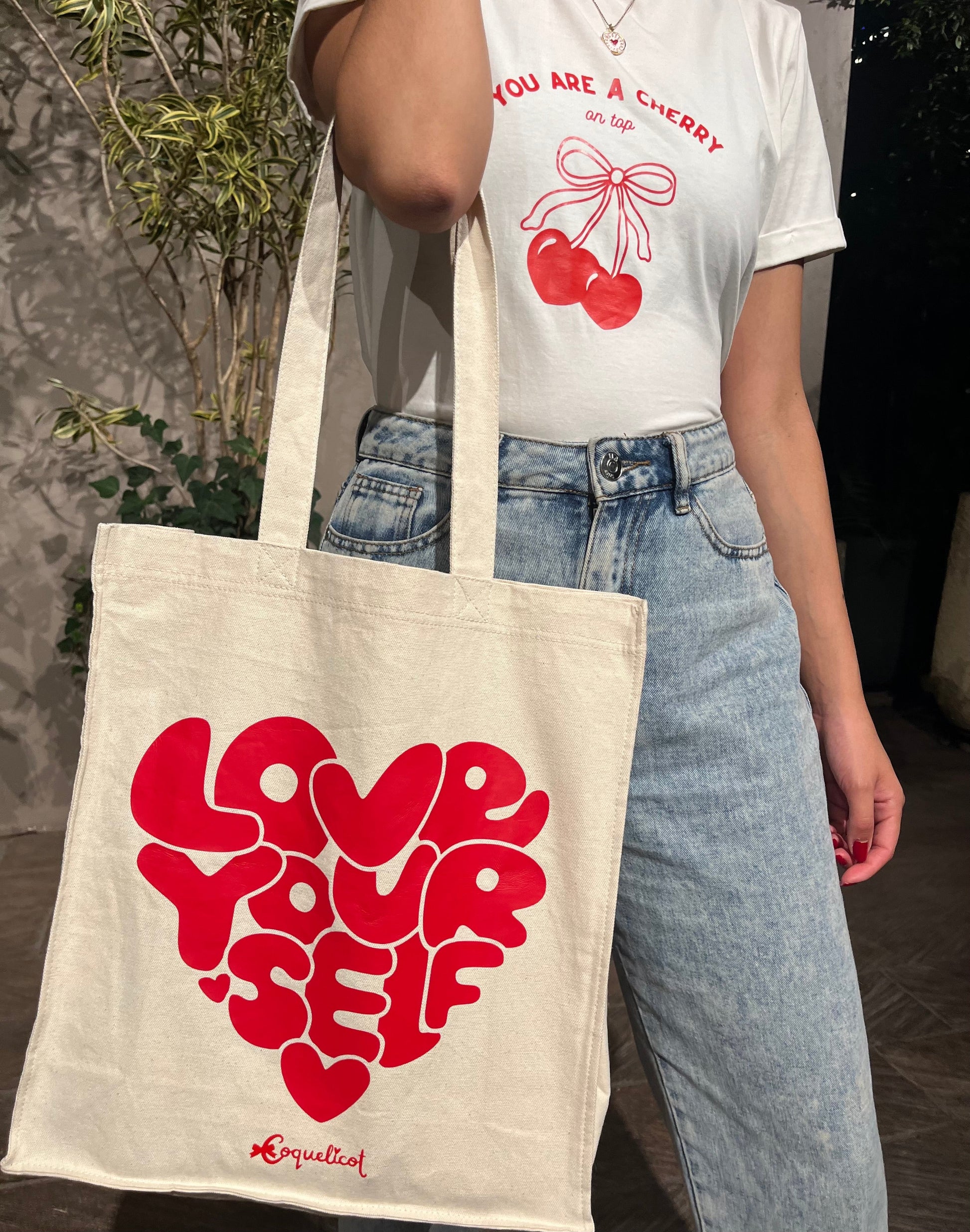 Tote Bag Love Yourself - Coquelicot